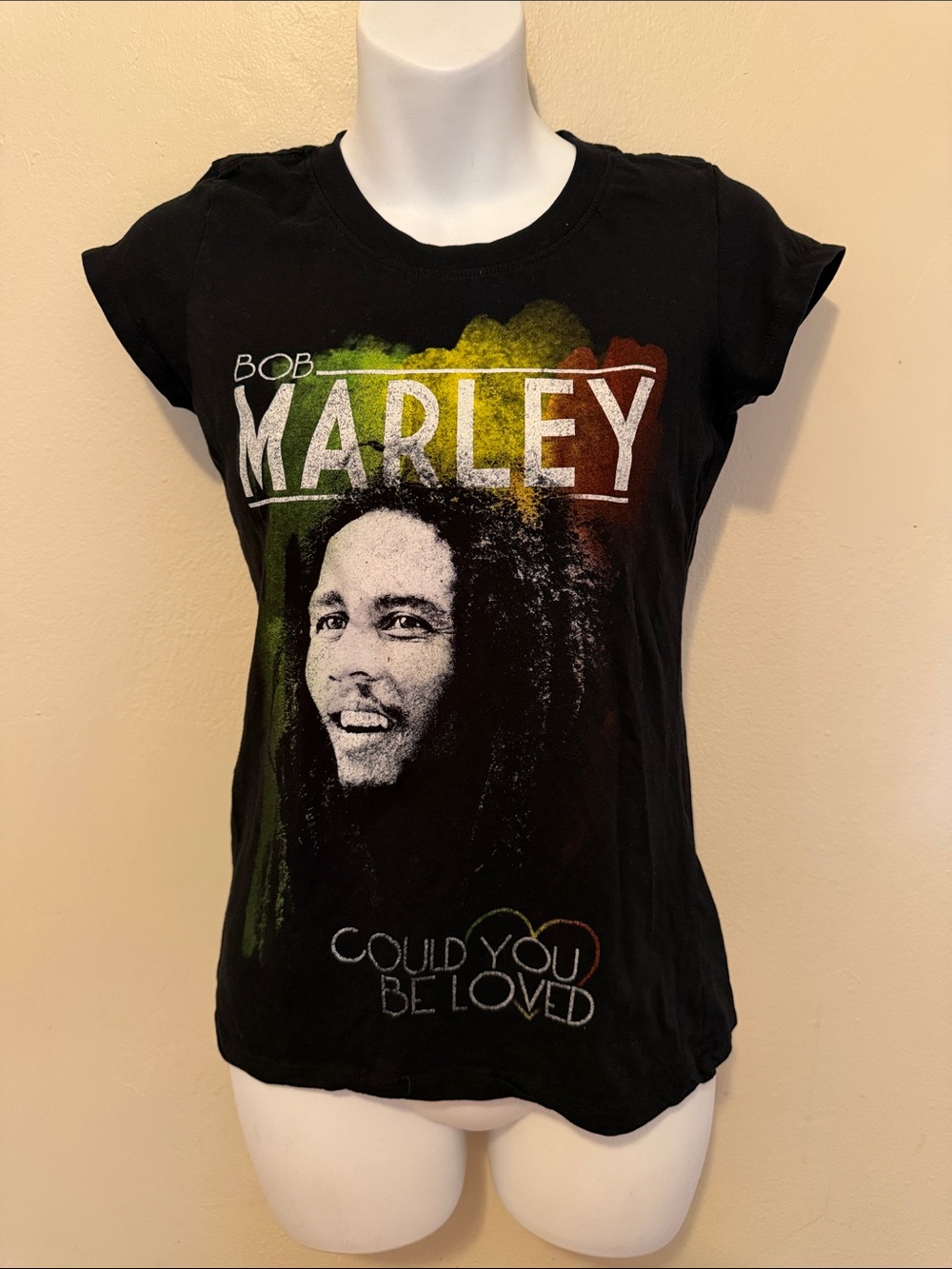 Zion Rootswear Black Bob Marley Long Sleeve Tee with Red, Yellow, Green Accents